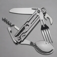 挺进者不锈钢折叠餐具多功能组合餐具露营套装开瓶器旅游餐叉勺 多功能餐刀