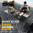 原始人户外折叠桌子便携蛋卷桌露营装备全套折叠野餐桌椅野炊便携野营桌 小号磨砂黑【超强支撑 加粗管径】