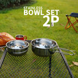 CLS户外多功能野餐套碗304不锈钢折叠碗500ml野营便携炊具登山杯餐具 套碗-大钢碗+小钢碗