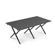 北乐户外折叠桌便携式露营桌子野餐桌椅套装野营野炊装备铝合金蛋卷桌 黑色方桌+收纳袋