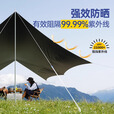 原始人黑胶天幕帐篷户外防风防晒涂银野餐露营装备六角蝶形遮阳棚 加宽侧翼八角26平方-奶油咖