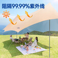 原始人彩胶天幕帐篷户外露营桌椅六件套野营防雨遮阳棚黑胶免搭建 (Ti浅咖胶)22㎡几何双翼八角