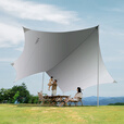 原始人天幕帐篷户外大号专业防晒银胶涂层沙滩遮阳棚露营装备 （30平方）奶霜白【2-16人】