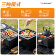 北山狼 户外烧烤炉便携式庭院碳烤炉家用全套围炉煮茶套装 黑A1+5斤炭+梅花炭*18块