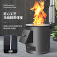 柴火灶家用农村室内户外烧木柴铁大锅灶台炉移动新型节能便携庭院 40cm黑圆桶+40锅3米烟管配件