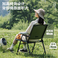 北山狼 户外折叠椅 实木扶手克米特椅 便携式露营野炊椅子加厚靠背 军绿色【加厚加高款】