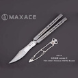 MAXACE幽灵2代一体柄蝴蝶甩花式练习户外EDC 喷砂钛柄+M390刃+练习刃