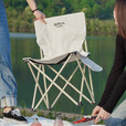 原始人户外折叠椅子钓鱼凳便携式露营野营野餐小马扎轻美术生休闲 大号黑色-赠收纳袋 加粗椅架