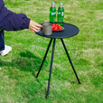 原始人户外折叠桌子铝合金露营桌椅野餐折叠便携式装备升降小圆桌 铝合金小圆桌【高度可调】带灯架
