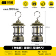 探险者复古露营灯照明灯帐篷氛围灯户外野营手提挂灯LED长续航马灯装备 【充电款】露营灯-军绿色*2