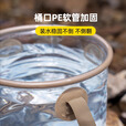 原始人户外可折叠水桶车载便携式多用露营圆形水盆野餐储水桶 10L卡其色【透明可视】