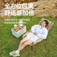 探险者户外折叠椅便携式躺椅月亮椅折叠沙滩椅碳钢超轻野餐露营椅子 【卡其色】月亮躺椅*2+收纳箱