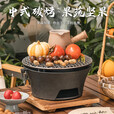 探险者围炉煮茶烧烤炉家用户外铸铁烤炉烧烤室内取暖炉烧烤火盆炉木炭 中号铸铁水壶