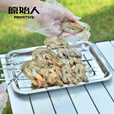 原始人不锈钢食物盘 长方形食物托盘水果盘 烧烤炉配件 烧烤工具 1个装
