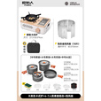 原始人卡式炉户外便携式炉具卡磁卡斯炉露营炊具燃气灶瓦斯露营野炊全套 卡其色+3锅1壶+挡风板-赠餐具