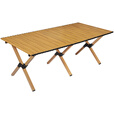 清系便携式露营桌子野餐桌椅套装野营用品装备户外折叠桌蛋卷桌 桃木色特大特长150款