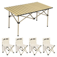 野徒者露营装备全套户外桌椅折叠桌椅套装便携式蛋卷桌野餐烧烤露营桌椅 三件套【一桌二椅】米色 便携桌椅套装