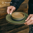 THOUS WINDS千风户外复古碟盘套装304不锈钢碟盘野炊牛排烤肉西餐托盘餐盘 复古餐盘 复古银色