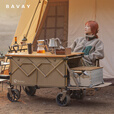 北欢bavay露营车带桌板手推车折叠野餐铝合金小拖车S14 560L 棕色-铝合金MAX+轨道桌板