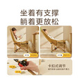 原始人折叠月亮椅露营躺椅便携单人床午休床办公室午睡午休神器医院陪护 卡其加高夹棉椅-坐躺可调
