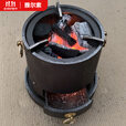 维诺亚无柴火炉炭火炉复古取暖铸铁小圆炉气化户外炭茶炉便携式小钢炮 圆炉直径14厘米高度14厘米