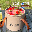 折叠水桶户外露营野营多用可折叠水桶桶口加固 卡其色大号(20L)