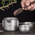 Ti artisan钛工匠纯钛旅行茶具套装户外露营便携泡茶器双层防烫钛茶具 一壶二杯泡茶器新款（冰花款）