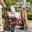 拓村户外露营小推车平折手拉车营地车野餐车拖车带桌板遛娃取快递买菜 黑色【5寸-静音万向轮】无刹车