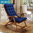 蕉京摇摇椅坐垫连背垫加厚秋冬季折叠躺椅垫子通用坐垫办公竹椅摇椅靠 藏青 40厘米宽110厘米长（无椅子）约700克