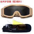 兵克星空战术护目镜战术眼镜防风沙防护镜抗冲击射击眼镜军迷墨镜头盔风镜 S黑框战术护目镜战术眼镜(3镜片）