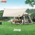 JEEP户外天幕帐篷二合一全自动便携速开六角黑胶天幕防雨防晒露营装 黑胶六面帐篷6-8人+天幕+防潮垫