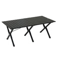 牧高笛（MOBIGARDEN）山涧蛋卷桌 户外露营便携式餐桌轻量可折叠铝合金蛋卷桌 【四人/家庭桌椅套装】曜石黑L