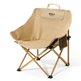 原始人户外折叠椅露营椅子躺椅便携折叠月亮椅小凳子折叠凳钓鱼凳 透气款卡其【高弹网纱 告别闷热】