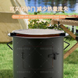 便携多功能柴火炉户外烧烤煮茶取暖农村家用烧木炭炉灶 主图款 加厚提桶炉/不带烤网