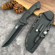 黑色高硬度K鞘直刀野外求生刀随身小刀一体龙骨战术直刀多功能刀 指南针直刀