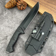 黑色高硬度K鞘直刀野外求生刀随身小刀一体龙骨战术直刀多功能刀 指南针直刀