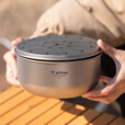 Ti artisan钛工匠户外纯钛茶盘茶海便捷式野营旅行家用圆形茶台茶具茶杯套装 纯钛茶具套装一（一体收纳）