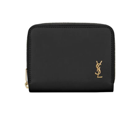 saint laurent/圣罗兰/ysl女款女士黑色小牛皮小号拉链钱包 6352630