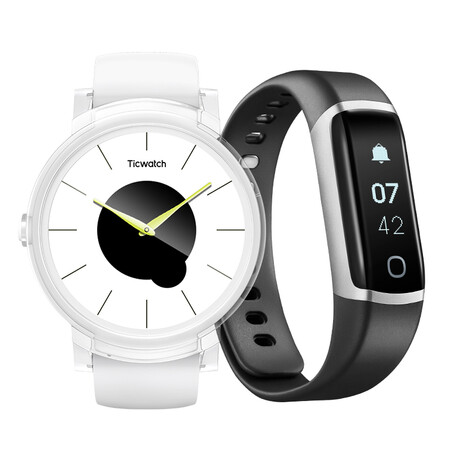 ticwatch e时尚系列摩登白 灰色手环套装