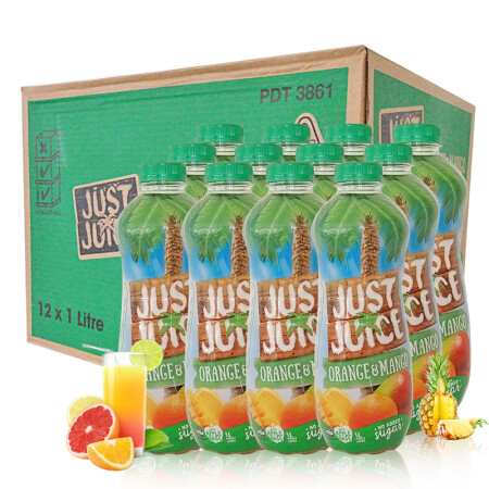 新西蘭原裝進口 傑斯特 just juice橙子芒果混合果汁飲料1l*12盒