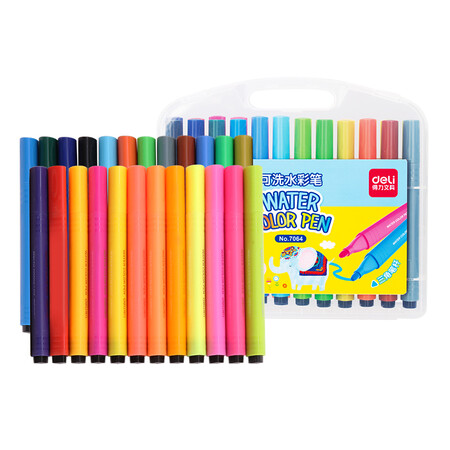 得力(deli)7064 绚丽多彩24色水彩笔绘画笔 盒装