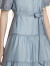 迪菲丽格镂空刺绣系带连衣裙2024新款女夏季短袖气质优雅中长裙子 图片色 M
