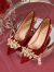 百丽伊人（BIIR）红色绒面高跟鞋婚鞋新娘鞋女中式秀禾服结婚鞋小众感 8cm 酒红色细跟 34