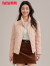 鸭鸭（YAYA）反季轻薄羽绒服女立领短款2024新款冬季时尚品牌女士薄款外套XH 粉色 S