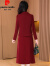 皮尔卡丹（pierre cardin）喜婆婆婚宴装平时可穿连衣裙女2023新款春秋结婚礼服妈l妈红色套 红色 (外套+连衣裙) XL