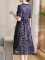 皮尔卡丹（pierre cardin）女装夏装洋气宽松连衣裙夏季裙子气质女2024新款40岁50 紫色 XL (建议95-110斤)