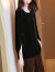 遥芷中年妇女秋季穿搭韩版衬衫上衣女大码装丝绒春胖人T恤洋气遮肚显 黑色 M 90-105斤