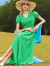 帝弗·润驰气质优雅绿色格子印花长裙女夏季2024新款修身连衣裙长款 绿色 M