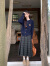 TAOROUSI秋冬季新款针织连衣裙女装学院风毛衣开衫百褶裙两件套套装裙子 上衣+裙子 S