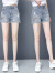 皮尔卡丹（pierre cardin）牛仔短裤女夏薄款女款夏季夏天女士品牌2024年新款蓝色热裤子 蓝色 S